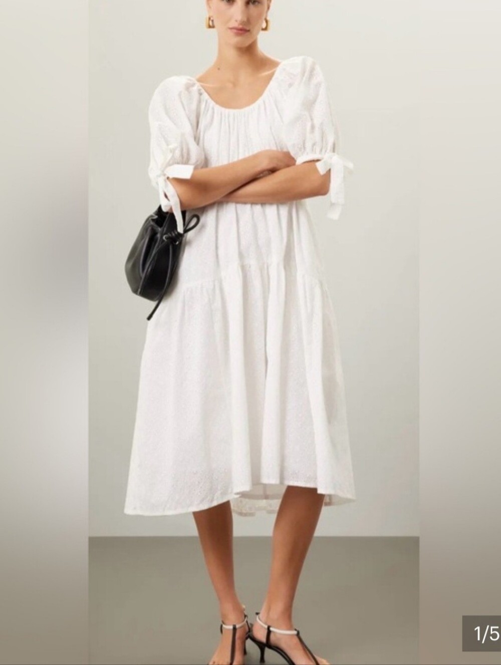 Free People X Eliza Faulkner- Jolen White Eyelet Midi Dress